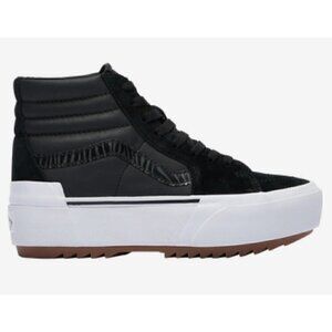 NEW Vans Sk8 Hi Stacked Platform Sneakers Boots Nubuck Black Zebra Women's 6